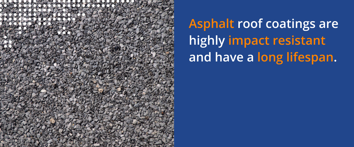 Asphalt roof coatings are highly impact resistant and have a long lifespan.